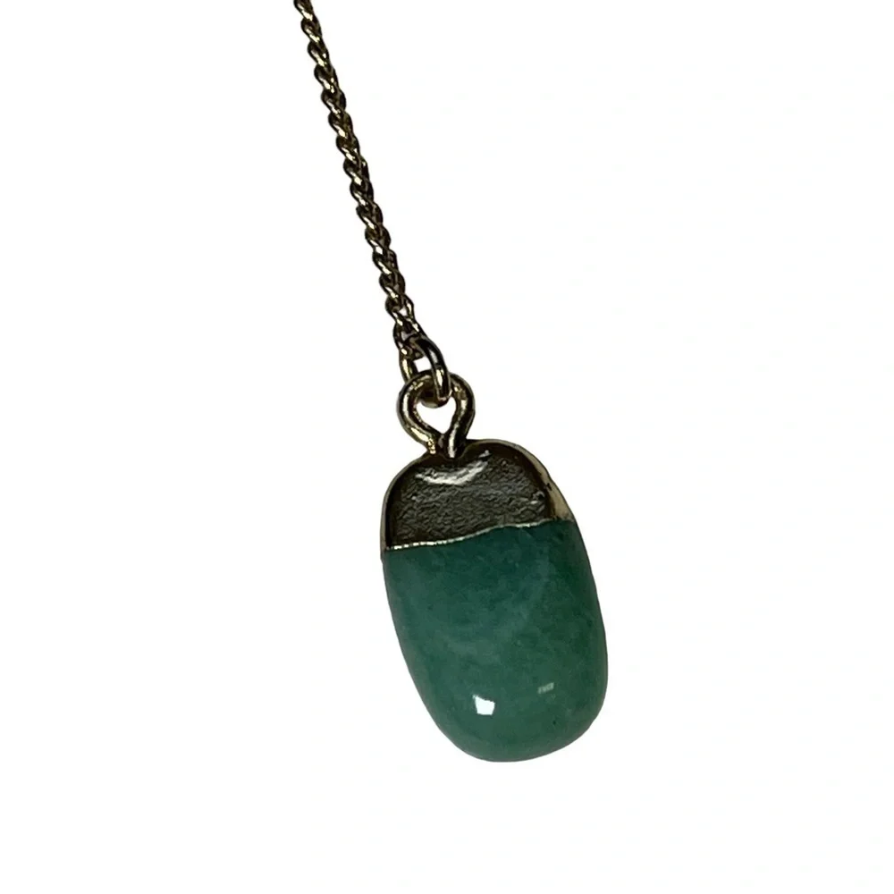 J Crew Green Polished Stone Gold Necklace